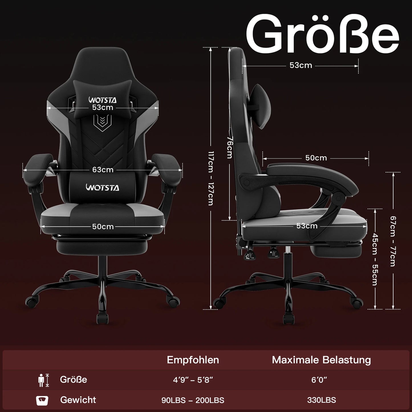 Sedia da gaming con poggiapiedi, ergonomica con cuscino lombare e poggiatesta, sedia da gaming regolabile in altezza per computer
