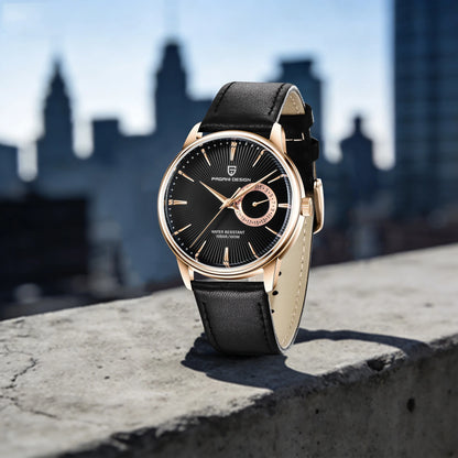 PAGANI DESIGN Men's Casual Quartz Watch Light Luxury All-Match Coated Glass Waterproof Stainless Steel Dial Date Display Watch