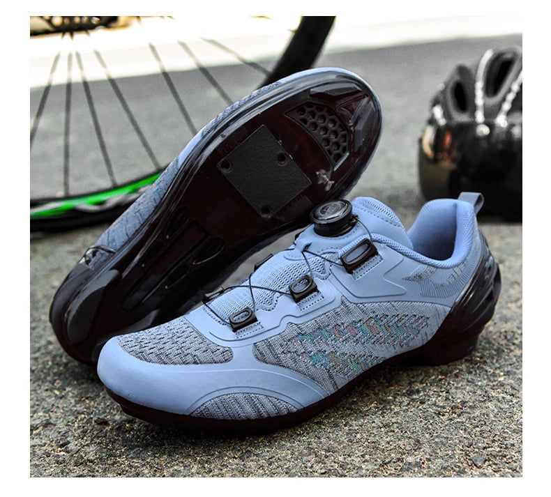 Sapatos de ciclismo MTB para homem e mulher T03 roxos respiráveis, de velocidade, autoblocantes, para ciclismo de estrada, corrida ao ar livre e treino