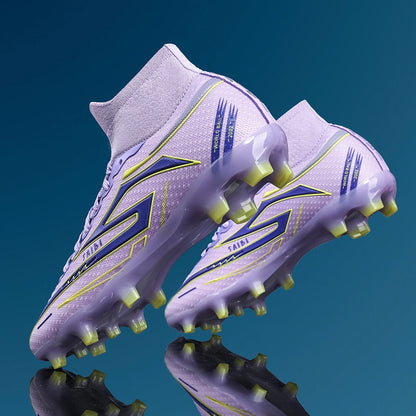 AG/FG Long Studs Soccer Shoes, PU Fabric Mixed Upper, TPU Sole Wear-Resistant Anti-Slip, Men Women Kids Youth Outdoor Sports