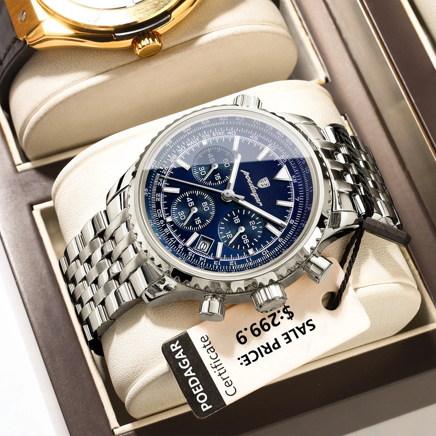 POEDAGAR Fashion Military Men's Watches Waterproof Luminous Date Chronograph Man Watch Stainless Steel Luxury Quartz Male Clock