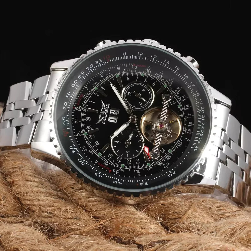 Jaragar 50MM Automatic Mechanical Watch for Men,Multifunctional,Date Month Week Display,3ATM Waterproof,Business Casual Style