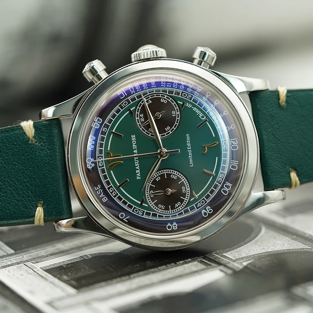 FARASUTE Retro Japan VK64 Quartz Movement Chronograph Wristwatch For Male Fashion Sapphire Sports Watches Men Clock reloj hombre