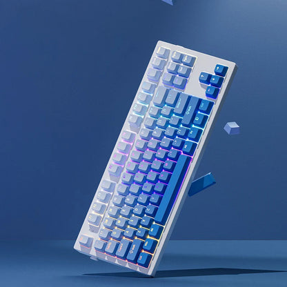Keycap RGB gamer retroilluminati a gradiente per tastiera meccanica con switch MX, profilo OEM, PBT bianco e blu, layout ISO, tasti fai da te
