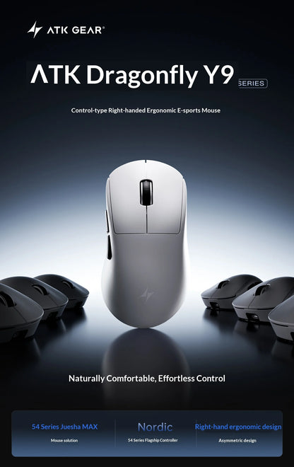 ATK Dragonfly Y9 Wireless Gaming Mouse PAW3950 Ultra Nordic54L15 8Khz High Performance for Computer Office Use Mouse Accessories