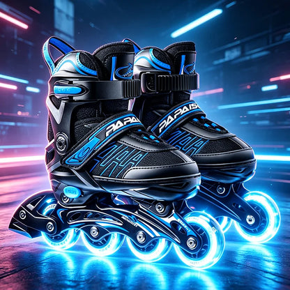 Inline Skates Boy Black Adjustable Size Pink Girl Children Sports Rollerblades High Speed New LED Light-Up Professional