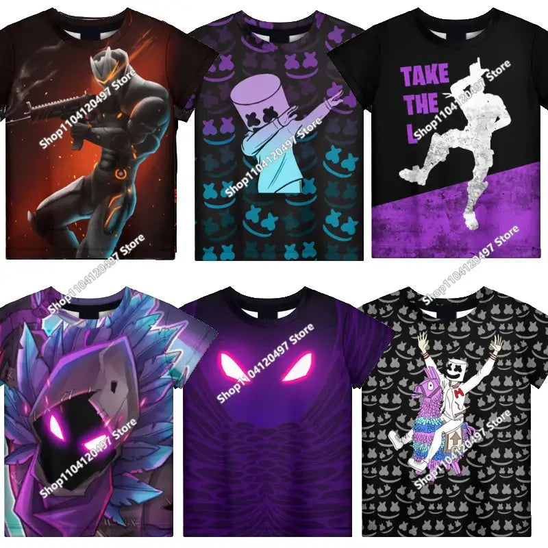 Anime Fortnite T-Shirts Girl Clothing T-Shirt Boys White Cartoon Tees Baby Summer Shirts Cute Printed Tops Costume