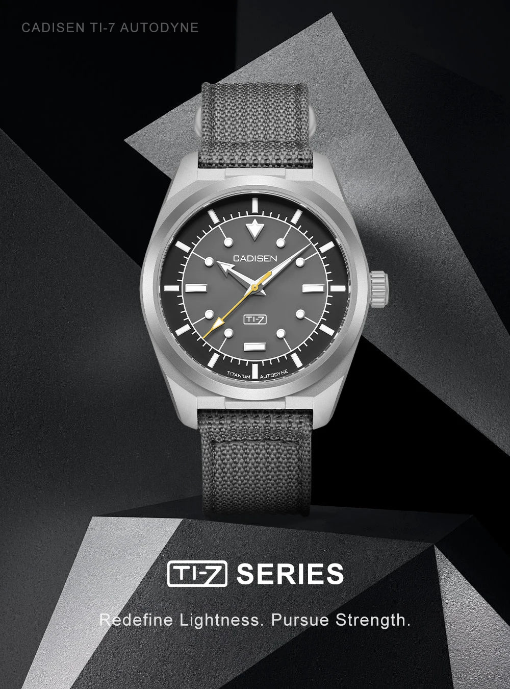 CADISEN TI-7 Autodyne Titanium steel Automatic Mechanical Canvas Wristwatch MIYOTA 8215 Luminous Sapphire Waterproof Man Watches