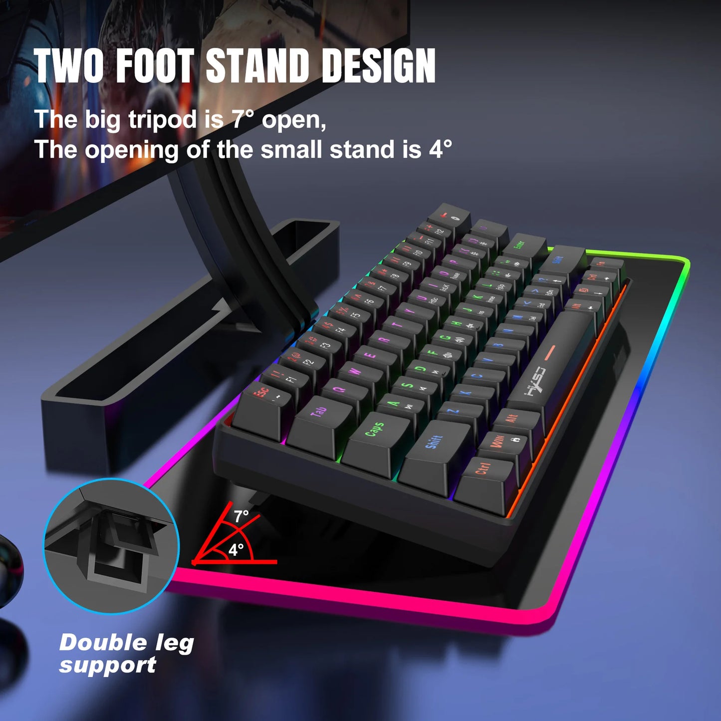 Mechanical Keyboard 61 Keys Colorful Wired USB Keyboards Gamer Gaming 60% Backlit Computer Key Board PC Teclado Ergonomic Office