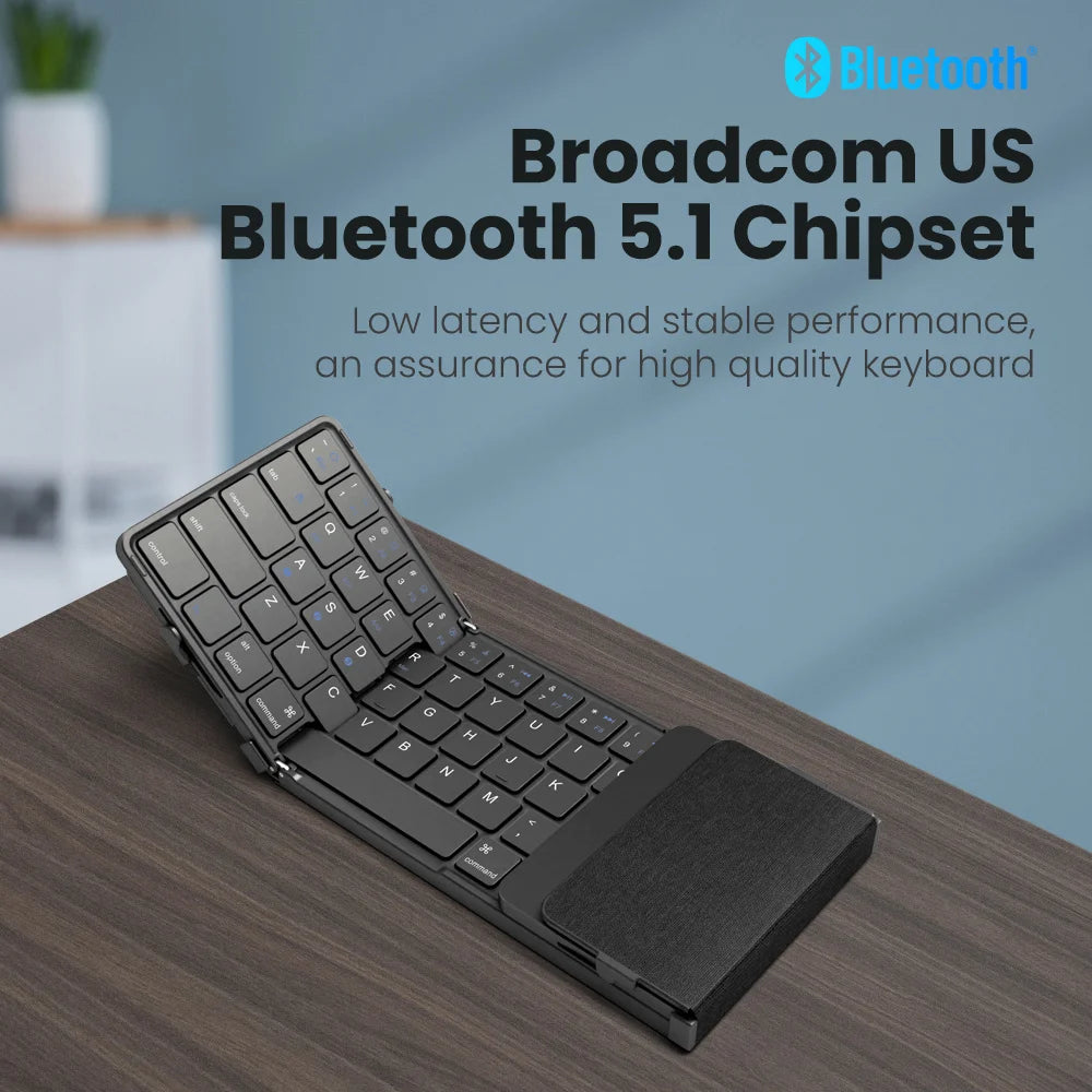 JOMAA Foldable Bluetooth Wireless Keyboard With Touchpad Portable Rechargeable 63 Keys Slim Keyboard for Windows 7/8/10/iOS