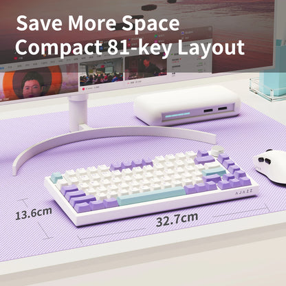 AJAZZ AK820 75% Wired Mechanical Keyboard: Hot‑Swappable, RGB/White/Ice‑Blue Backlit, Volume Knob Control | For Office & Gaming