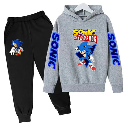 Kids Supersonic Clothing Jogging Blue Sweatshirt Top Coat+Pants Two-piece set Hoodie Boys Girls3-12Yrs Clothes Casual Sports Set