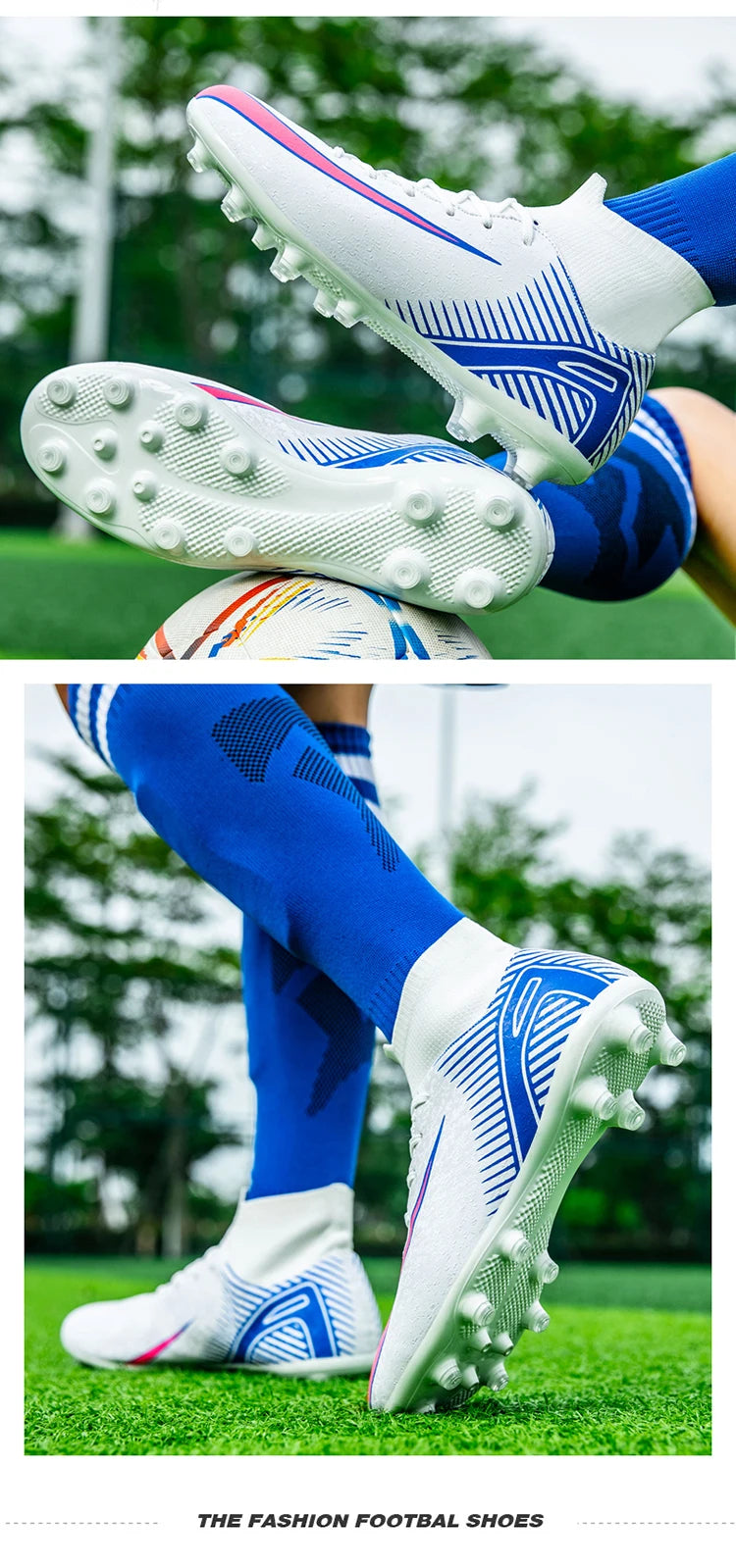 High Top Football Boots Men's Large Size 47 Training Sports AG Long Nail TF Broken Nail Ball Shoes Net Lining Rubber Outsole