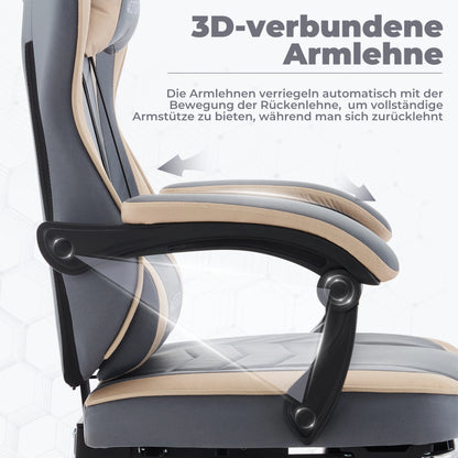 WOTSTA Gaming Chair Ergonomic Gamer Chair with Footrest, Adjustable Lumbar Support, Headrest, Reclining Computer Chair for Office & Gaming