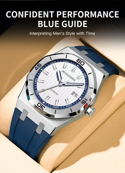 Specht&Sohne New Classic Men's Watch 50M Waterproof Luminous Sapphire Crystal Blue Automatic Mechanical Watches Reloj Hombre