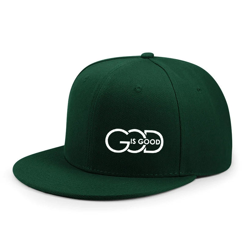 Unisex adjustable baseball cap street flat brim hat printed GOD IS GOOD casual headwear men and women fashion breathable outdoor