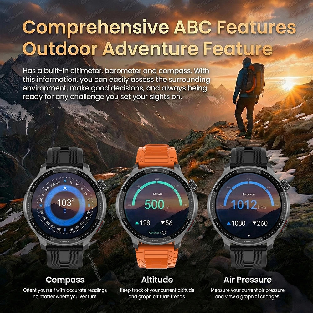New GPS Offline Maps Smart Watch Men Memory 3D Menu Styles TWS MP3&MP4 Player 1.43"AMOLED Compass Sport Swim Waterproof Bracelet