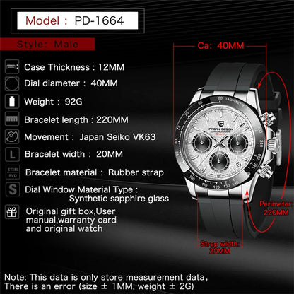 PAGANI DESIGN V2 40MM Meteorite Dial Men Quartz Watches Sapphire Retro Chronograph Waterproof Watch For Men