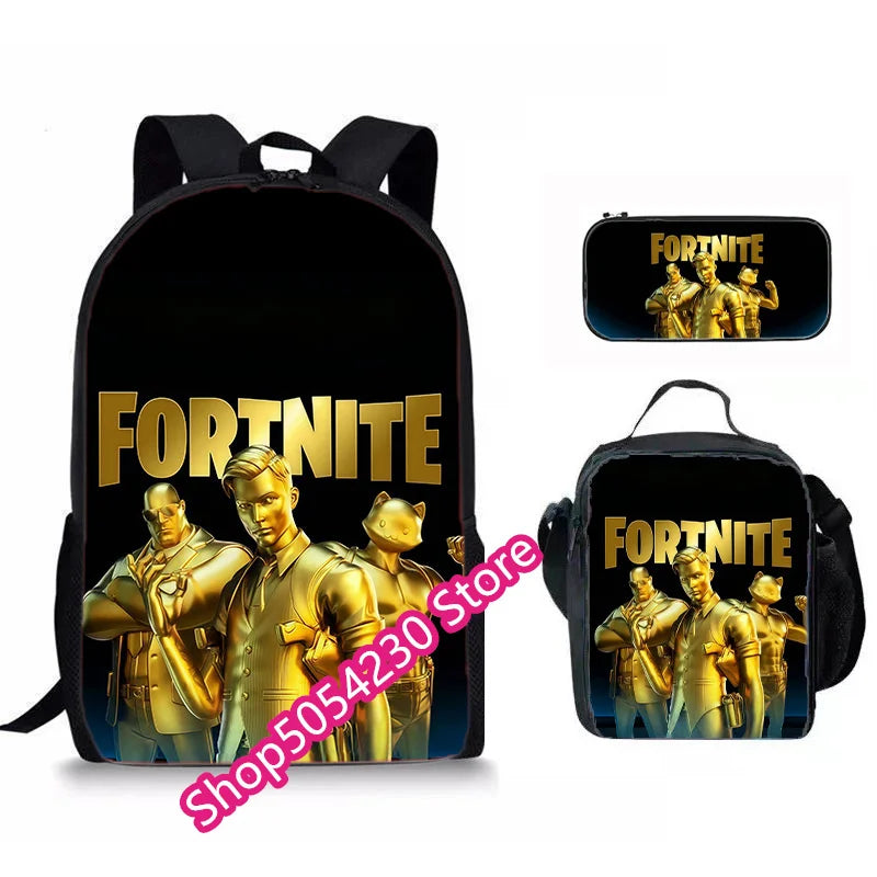 Mochila Fortnited de 3 piezas para niños Victory Game, 16 pulgadas, resistente al agua, mochila preescolar moderna, mochilas escolares para primaria