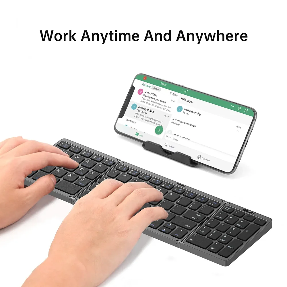 Teclado inalámbrico Bluetooth plegable recargable para iPad, móvil, tableta, portátil y oficina, mini teclado inalámbrico