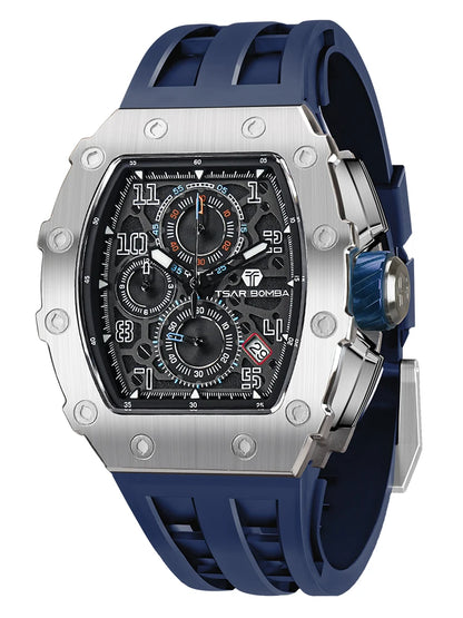 TSAR BOMBA Watch for Men Luxury Brand Tonneau Design Waterproof Clock Stainless Steel Wristwatch Fashion Rectangle Men's Watch