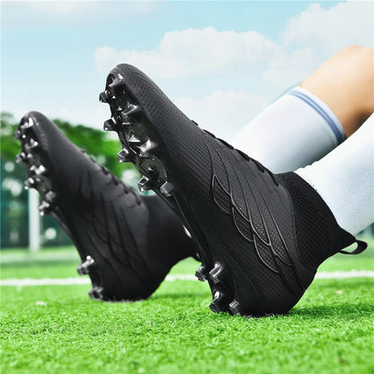 Superfly FG bottes de Football crampons de Football en plein air chaussures noires chaussures de Sport professionnelles souples bottes confortables respirantes grande taille