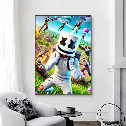 Game F-F-Fortnite Posters Self-Adhesive Waterproof Ideal For Living Room Bedroom Bar Decoration