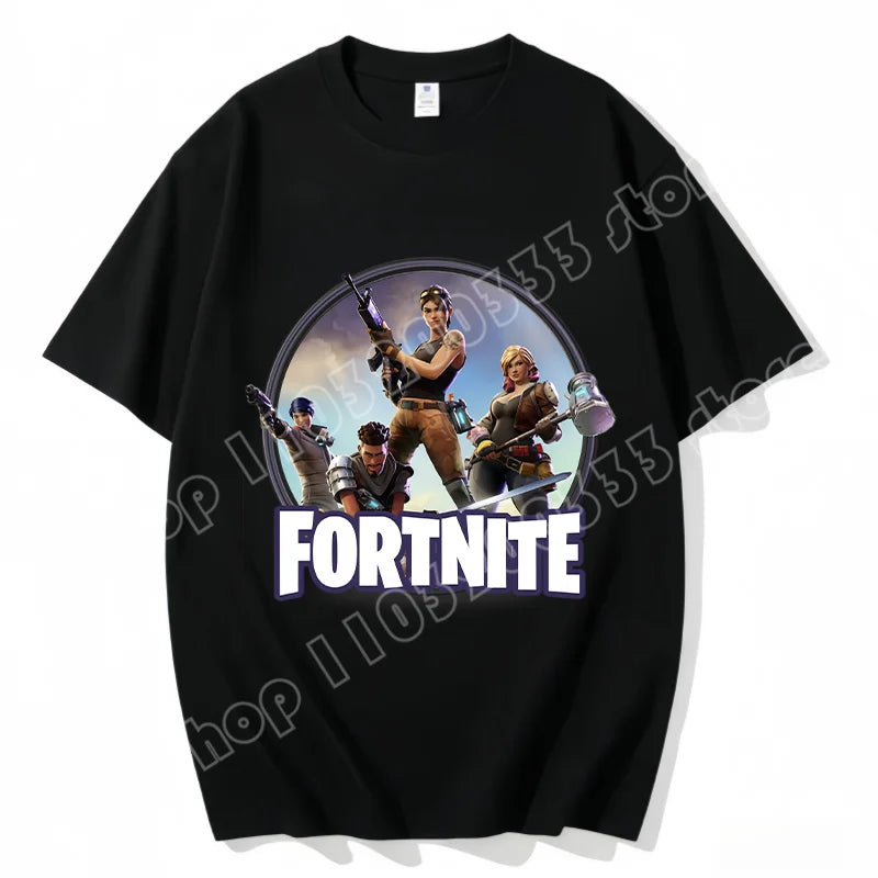 T-shirt Fortnite de gola redonda, unissexo para adulto, moda de dança do jogo, novo, em algodão puro, manga curta, perfeito para uso casual e férias