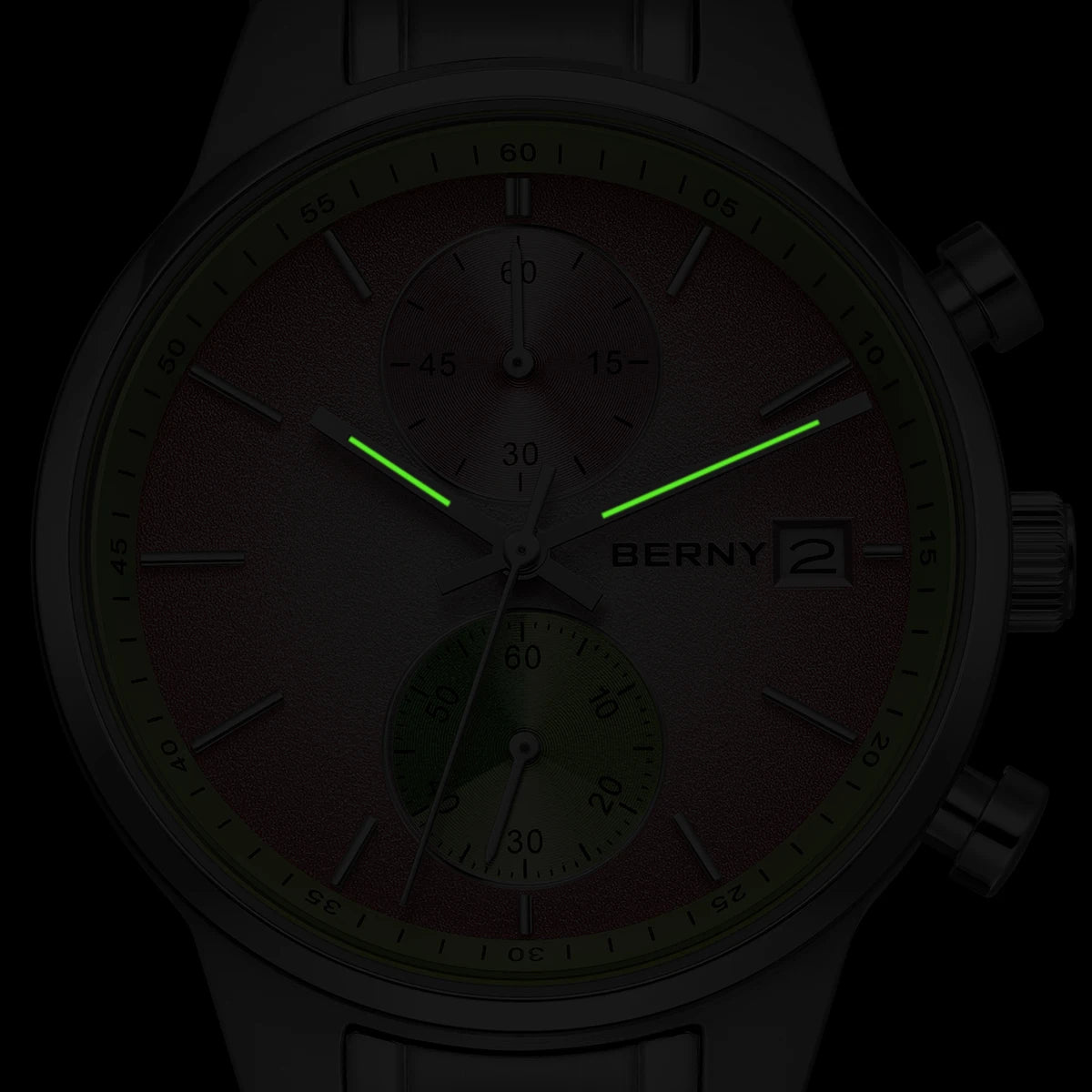 BERNY Watches for Men Fashion Casual Multi-function Chronograph Quartz Men's Watch Luminous Date Colorful Sports Wristwatch