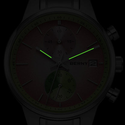 BERNY Watches for Men Fashion Casual Multi-function Chronograph Quartz Men's Watch Luminous Date Colorful Sports Wristwatch