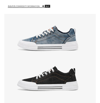 Personalized Spring and Autumn New Men's Shoes, Korean Style Fashionable Large Size Low-Top Casual Shoes, Denim Single Shoes, Versatile Sneakers