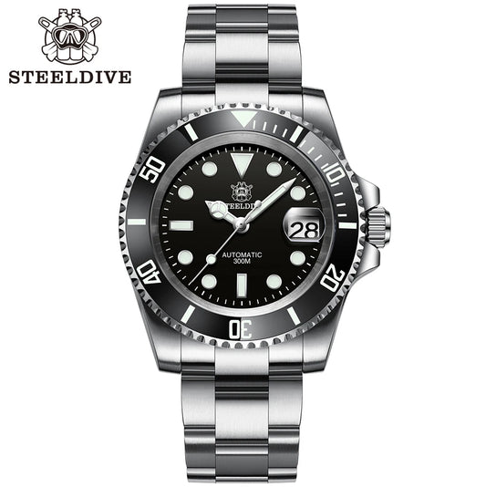 SD1953 STEELDIVE Brand Ceramic Bezel 41mm Steeldive 30ATM Water Resistant NH35 Automatic Mens Dive Watch  with Milled Clasp