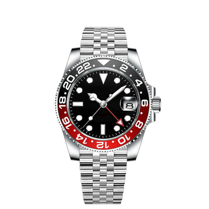 40MM Custom Logo New Men Quart Wristwatch Jubilee Stainless Quartz GMT Watch Sapphire Glass Men Watches Waterproof Luminous