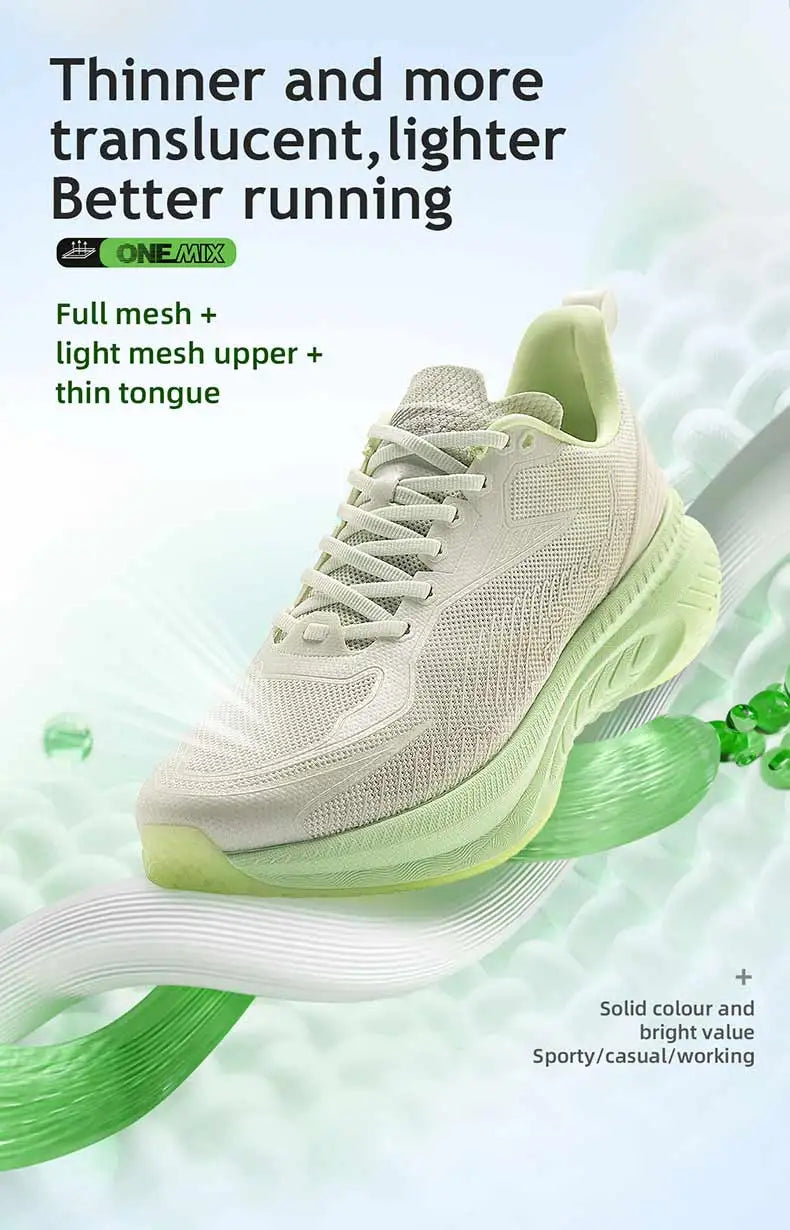 Onemix New Original Men’s Running Sports Shoes Shock Absorption Soft Lightweight Breathable Mesh Non-Slip Cushioning Sneakers