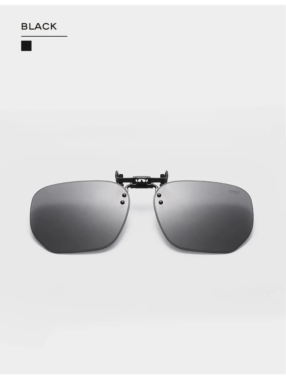 CAPONI New Sunglasses Clip For Men Square Polarized Photochromic Glasses Clip Flipped Up Protect Eyes Light Clip On Frame BS1103