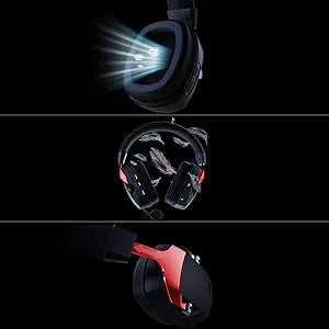 Auscultadores Gaming Sem Fios com Microfone Amovível com Cancelamento de Ruído – Sem Fios 2.4G, Bluetooth 5.3 e Auscultadores Gaming com Fio 3.5mm para PS5, PC, Xbox e Telemóvel