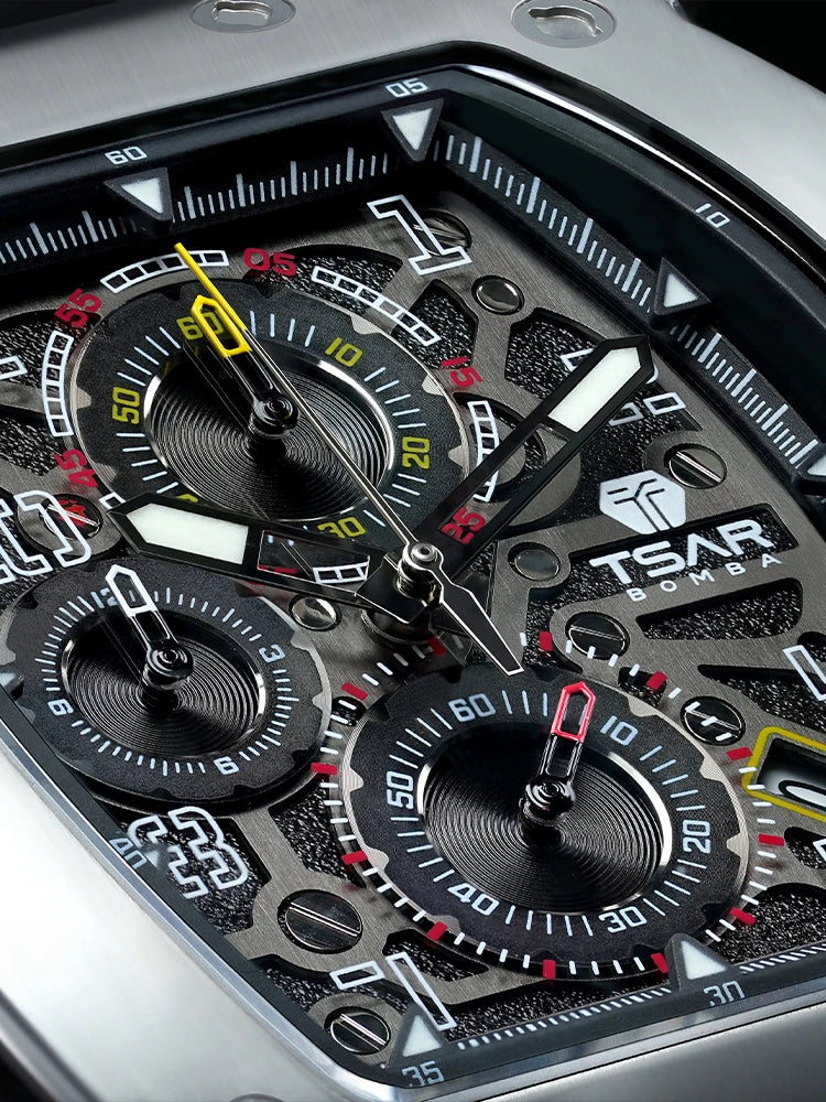 TSAR BOMBA Watch for Men Luxury Brand Tonneau Design Waterproof Clock Stainless Steel Wristwatch Fashion Rectangle Men's Watch