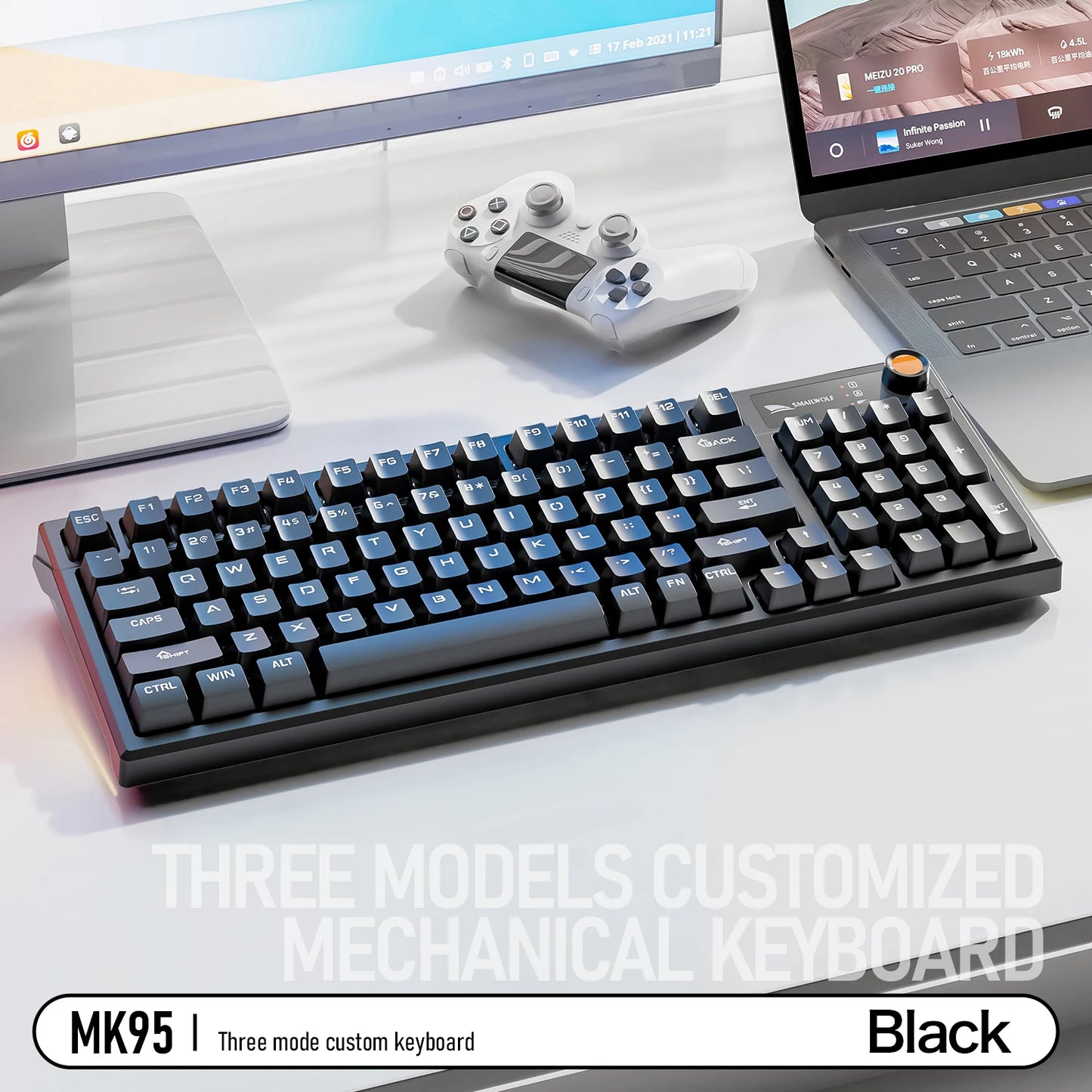 SMAILWOLF MK95 Bluetooth Wireless Three-Mode Mechanical Keyboard Arabic Russian Korean Thai Spanish Keyboard E-Sports Game