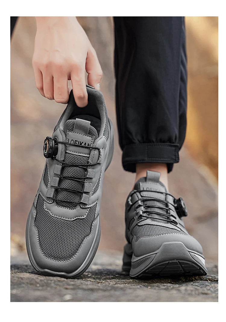 Chaussures de course à boucle rotative pour hommes, baskets respirantes en maille légère, semelle coussinée, antidérapantes, chaussures de marche quotidiennes, 2 couleurs