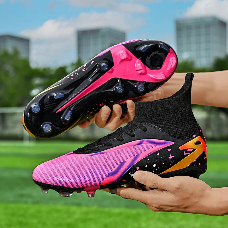 Chaussures de football pour hommes, crampons longs FG / crampons courts TF, antidérapantes, pour terrain naturel et synthétique, entraînement