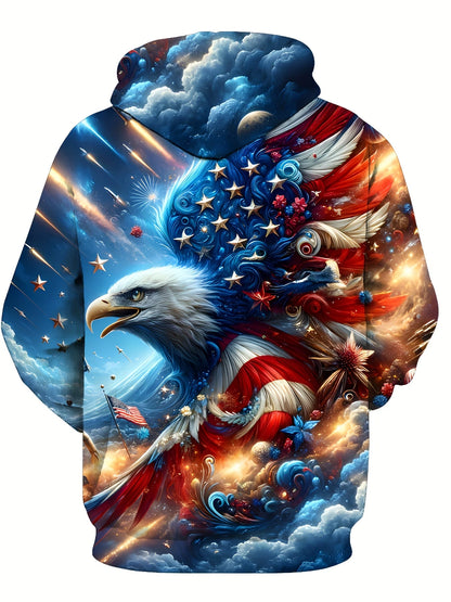 Sweatshirt com Capuz Masculina Cool Eagle Fashion 2025, Edição 3D Impressa, Tendência American Eagle, Sportswear Casual Unissexo para Homem e Criança