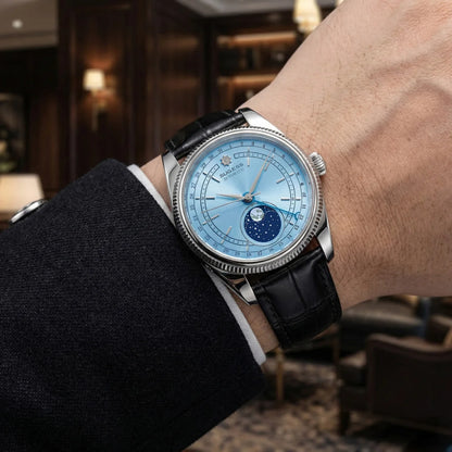 Sugess 40mm Men's Moonphase Automatic ST2108 Movement Sapphire Crystal Mechanical Wristwatch Waterproof Date 2024 New