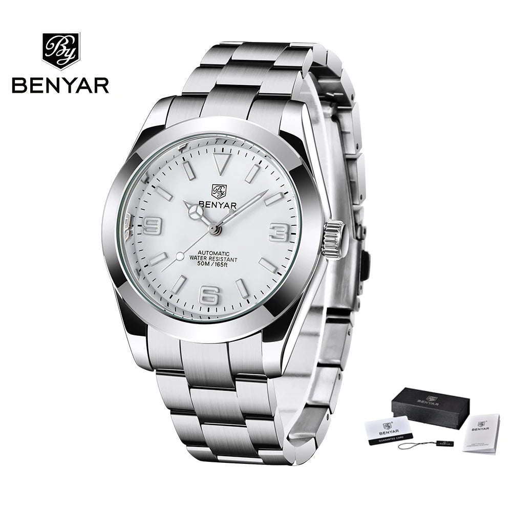 BENYAR 2025 Nuevo reloj mecánico automático para hombre, estilo business deportivo de lujo, relojes para hombre, resistente al agua 50M, Relogios Masculino
