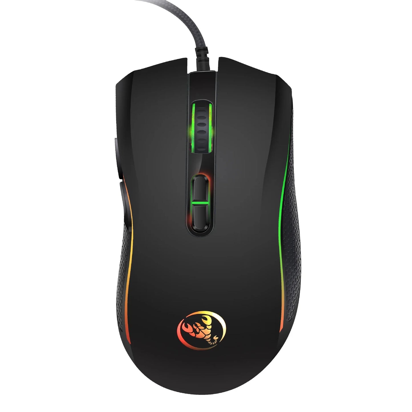 Ratón gaming óptico profesional de alta gama con retroiluminación LED en 7 colores brillantes y diseño ergonómico de 3200 DPI para jugadores de LOL y CS