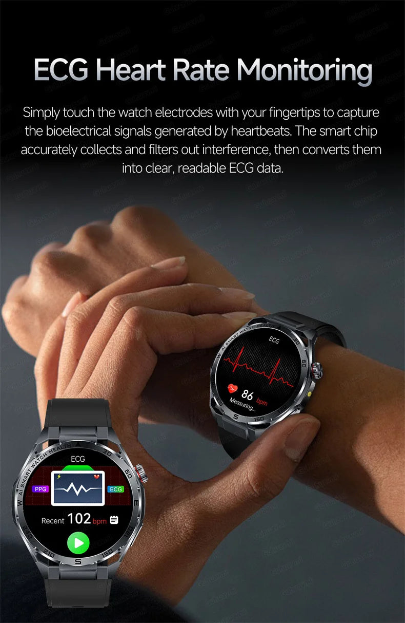 Smart Watch Men High-end Health Blood Pressure Blood Oxygen Lipids Uric Acid Sapphire Smart Watches Ai GPT Custom Dial ECG 2026