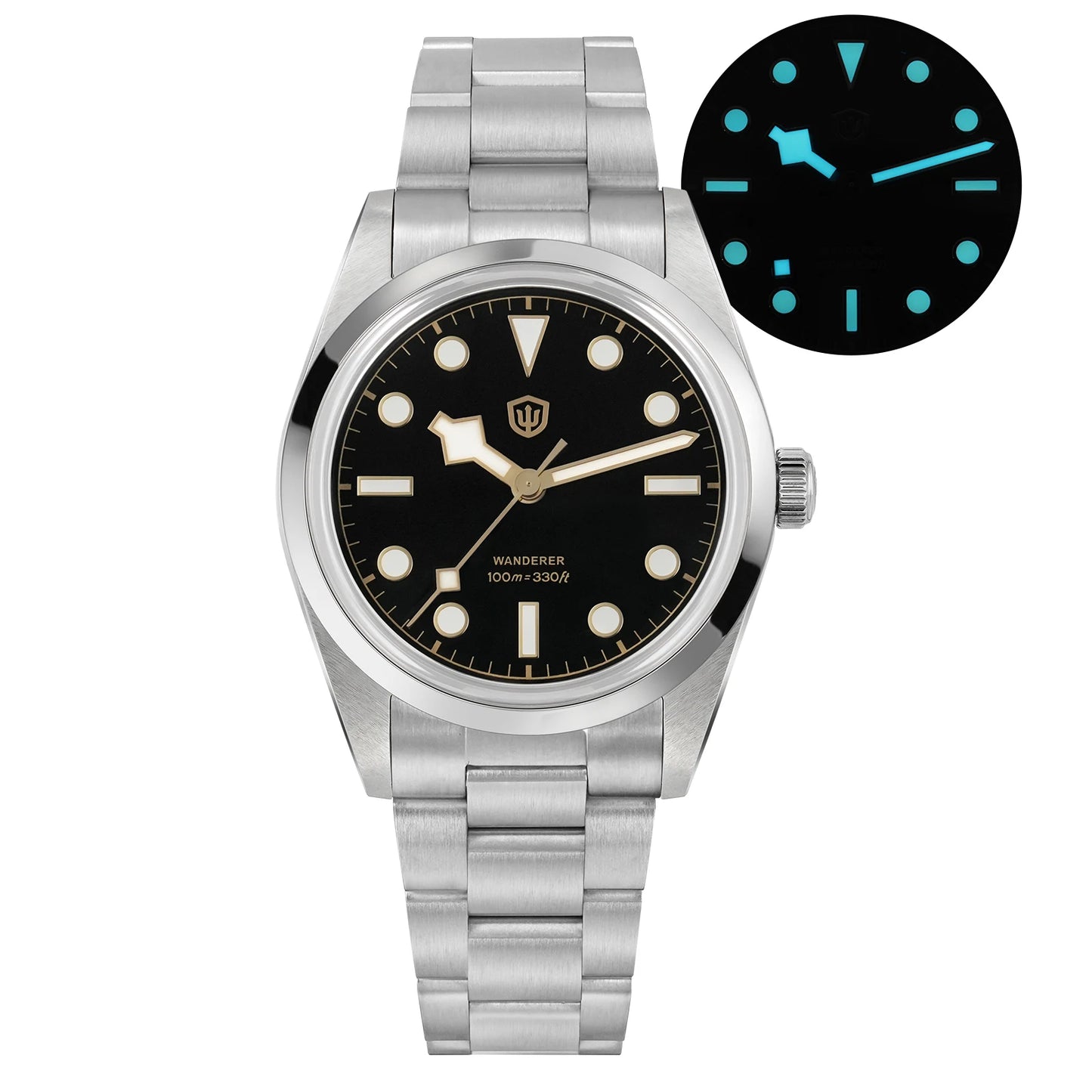 Watchdives WD1016 V3 Quartz Watch 37mm Stainless Steel Case Sapphire Vintage Watch  VH31 Sweep Movemet 100m Waterproof Men Watch