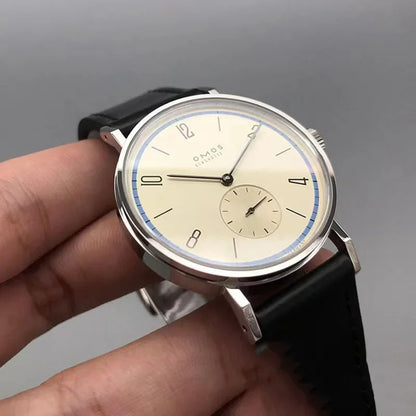 Men's 38mm automatic mechanical watch suitable for Seagull ST1701 self-winding movement, waterproof transparent back wristwatch.