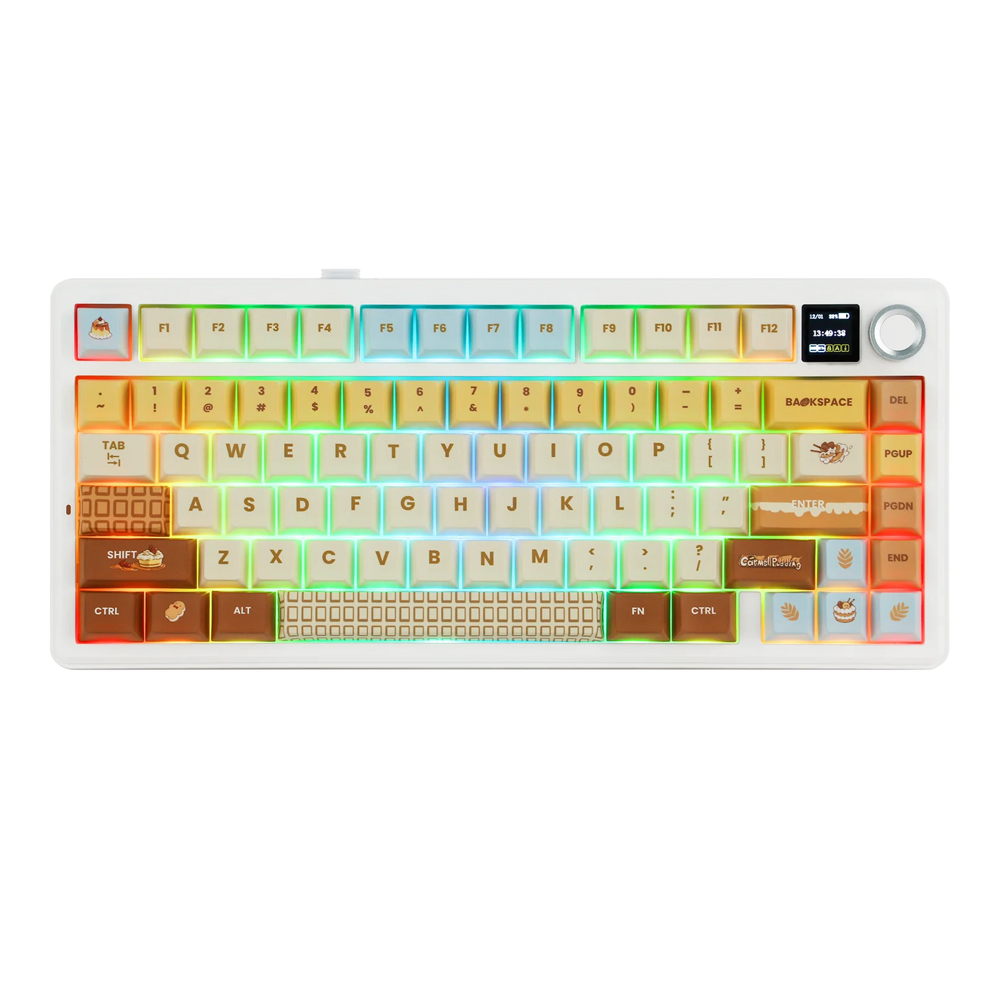Teclado mecánico inalámbrico EPOMAKER X AULA F75 MAX compacto 75% con distribución ANSI, conexión por cable/Bluetooth/2.4GHz, pantalla TFT y perilla