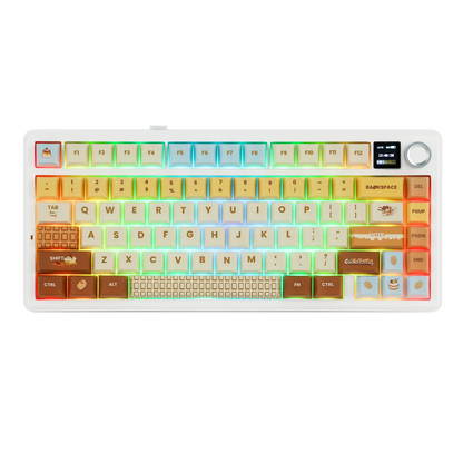 Teclado mecánico inalámbrico EPOMAKER X AULA F75 MAX compacto 75% con distribución ANSI, conexión por cable/Bluetooth/2.4GHz, pantalla TFT y perilla