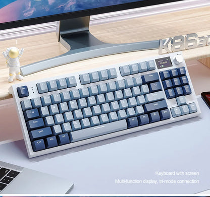 Tastiera meccanica ATTACK SHARK K86 con manopola in metallo, schermo smart TFT a colori, layout a 87 tasti, illuminazione RGB e connessione tri-mode